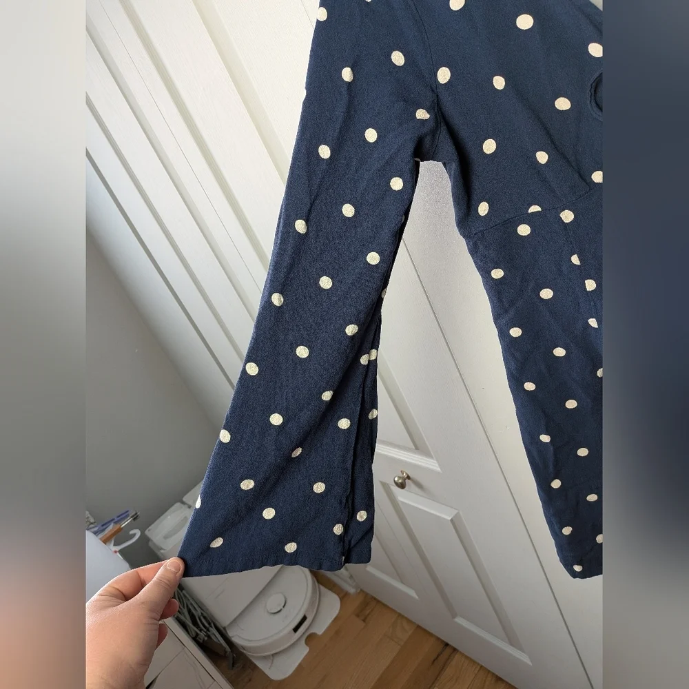 AMERICAN EAGLE Women Romper Shorts Long Flare Sleeves Polka Dot Size M Navy Blue - Picture 3 of 14